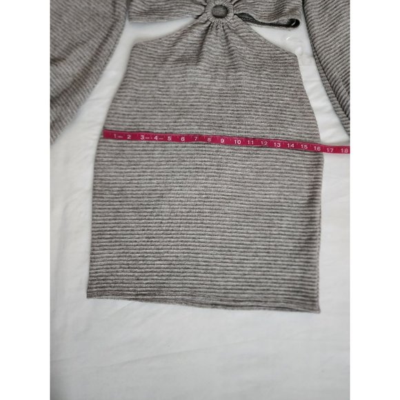 FORE The Elizabeth Chronicles O-Ring Cutout Bodycon Ribbed Dress Gray Medium NWT - Picture 9 of 12
